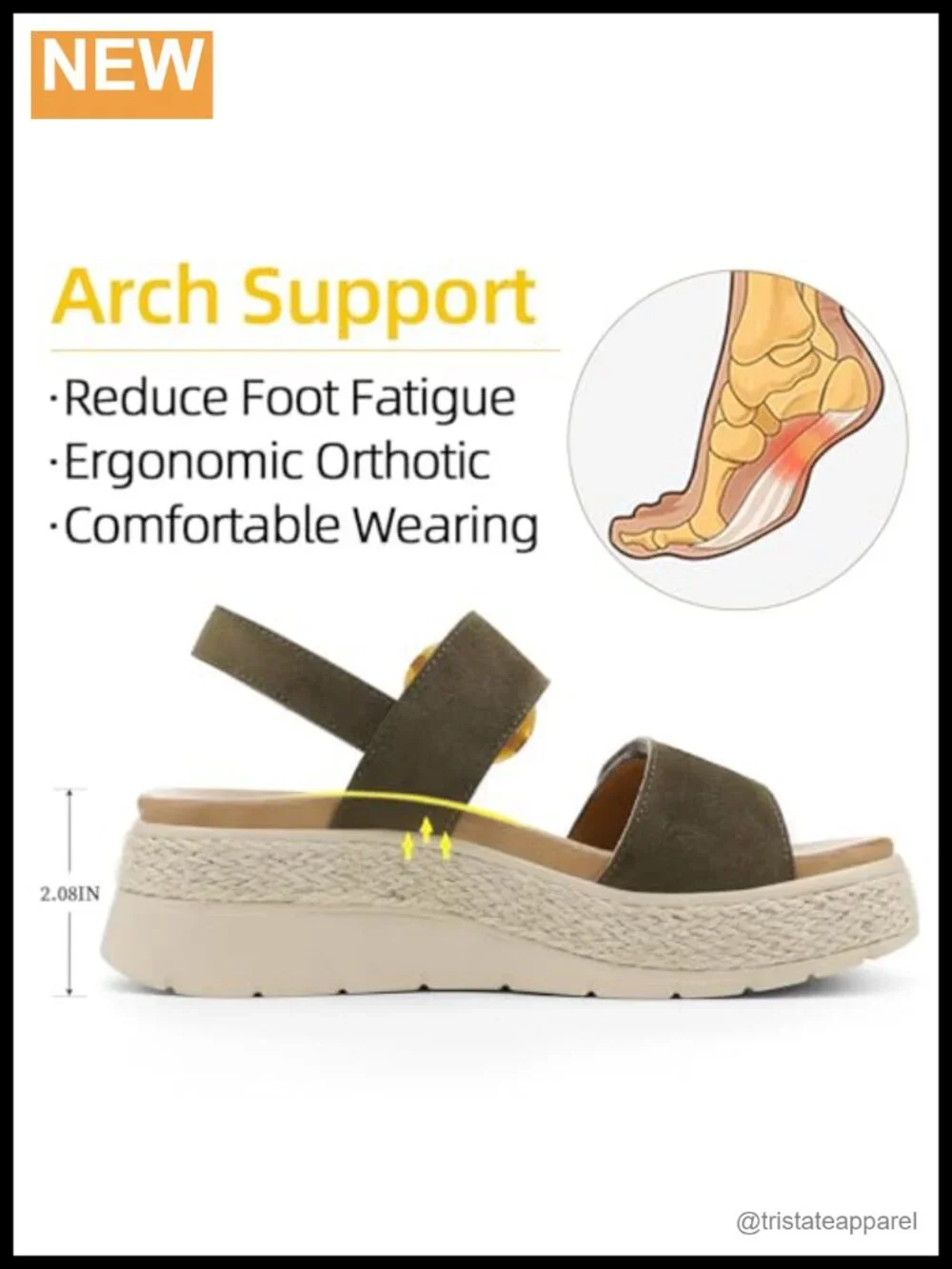 Womens Espadrille Platform Sandals Low Wedge Orthopedic Arch Support Cushion